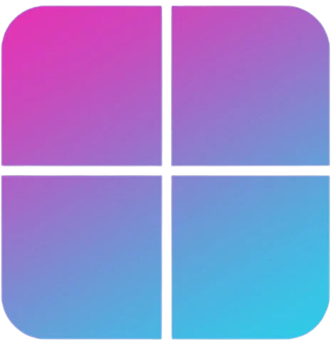 Windows 12 gradient square logo with pink and blue quadrants